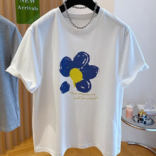 레몬소울 여성용 다즐러 프린팅 반팔 티셔츠