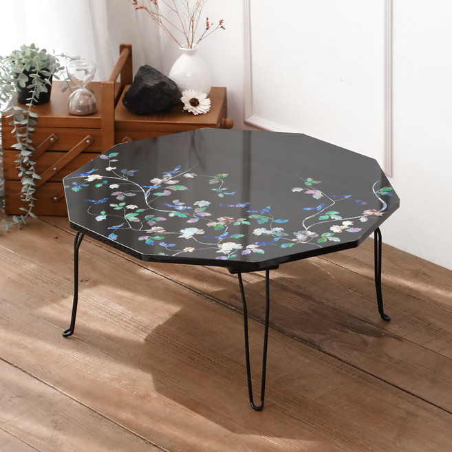 스토리퍼니쳐 국내생산 E0 자개 아트 테이블 십각 600, 07 넝쿨새