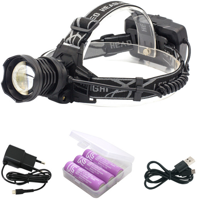 라이트형제 헤드랜턴 XHP70 + USB 충전선 + 배터리 3p + 5핀 충전기 세트, 혼합색상, 1세트