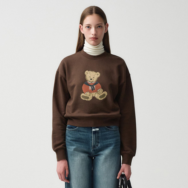 MaritheFrancoisGirbaud W DOODLE BEAR CROP SWEATSHIRT
