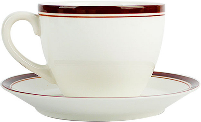 마시피렌체 라인 도자기 커피잔 + 소서 세트, 브라운, 1세트