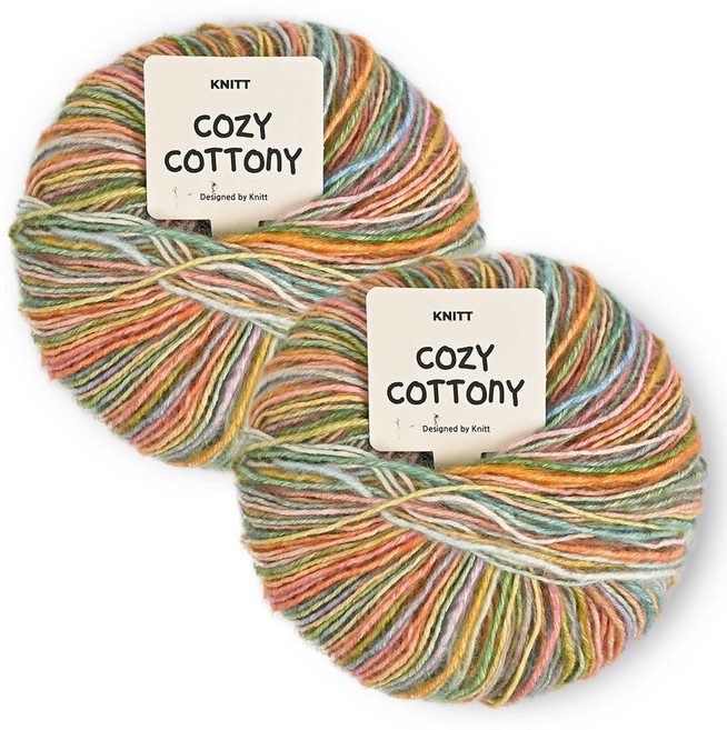 Knitt Cozy Cottony針織線 50g, 2個, 01 Rainbow Mix