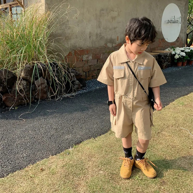 스타빈 남아용 빅포켓 반팔 점프수트