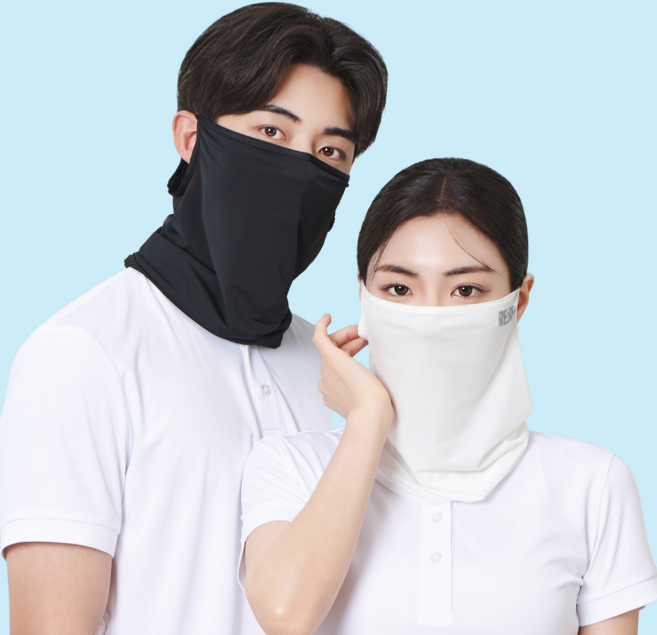 리레디 자외선차단 마스크 쿨 스포츠 골프마스크 2p 세트, 블랙, 화이트, 1세트