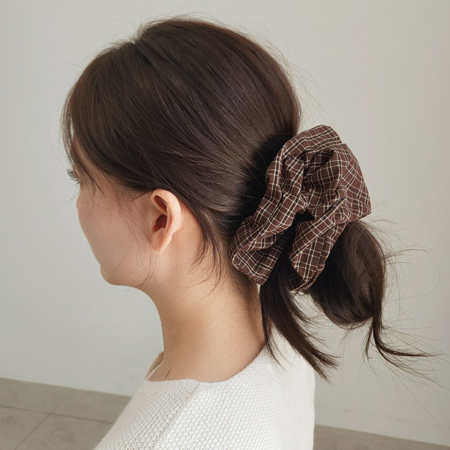 바비수 handmade 라미슈 체크 볼륨 빅 곱창밴드