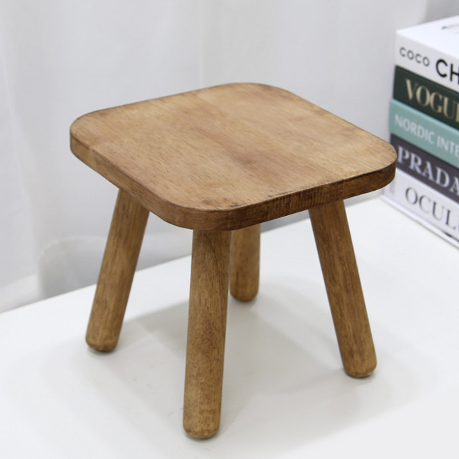 내일의공간 원목 사각 미니 스툴, 월넛, 1개