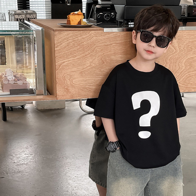 스타빈 남아용 물음표 루즈 반팔 티셔츠