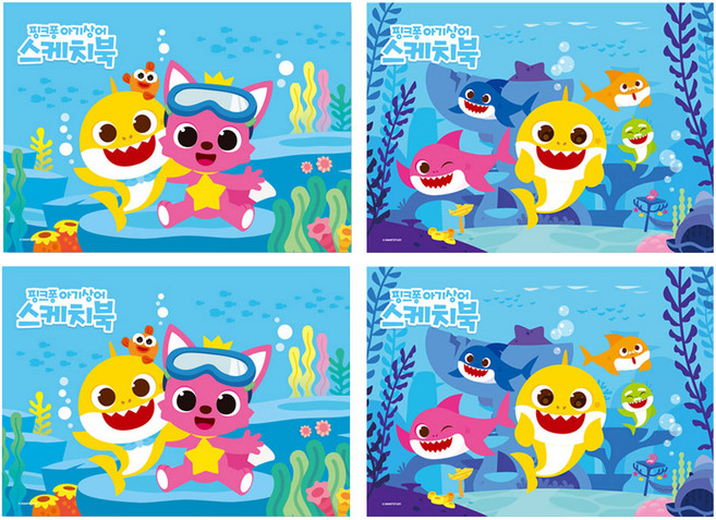 몽땅 핑크퐁 뜯어쓰는 스케치북 4권, 345 x 248 mm, 40매, 1세트