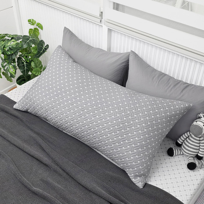 베드앤데코 국내 제조 더위타파 크로스 냉감 등쿠션커버, 그레이