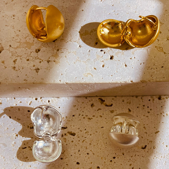 스타일플래닛 여성용 매트 볼륨 콩알 귀걸이 2종 세트