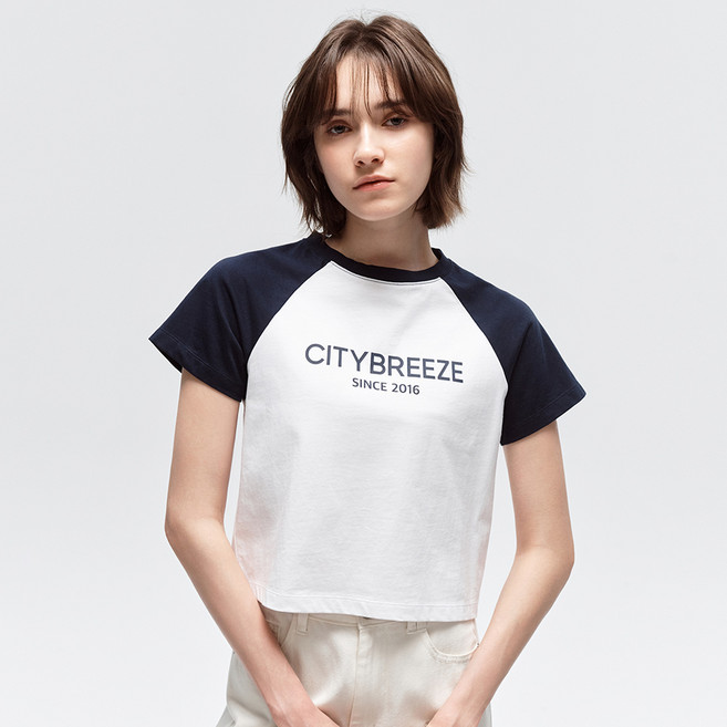 citybreeze 女款 CTH2 City 拉格蘭撞色短版短袖T恤 CTH2TS07