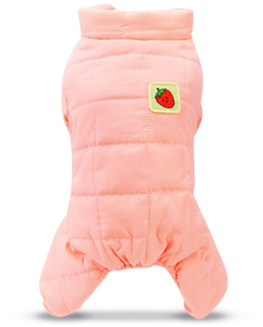 딩동펫 반려동물 딸기사각 패딩 올인원, 핑크, 1개