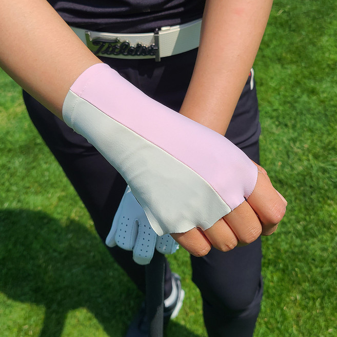 U2SPORTS 高爾夫護手背套 右手用, 粉紅色 + 象牙白, 1個