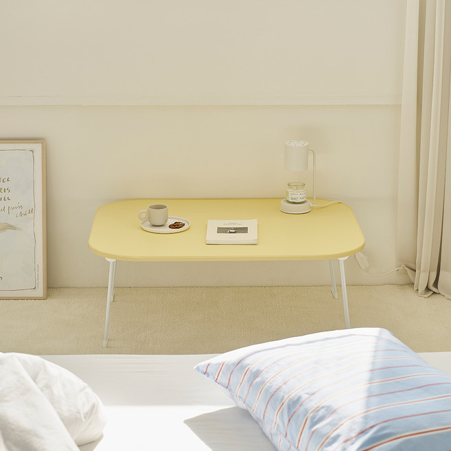 메종드꼼마 국내생산 LPM 라운드 접이식테이블 사각 M, 버터