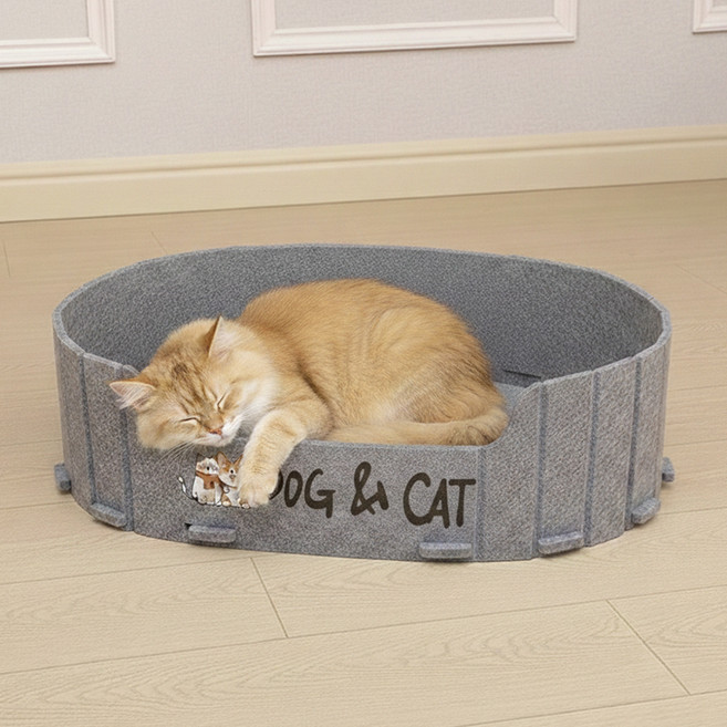 둥둥펫 반려동물 하우스 펠트 보금자리 침대, 그레이, 1개
