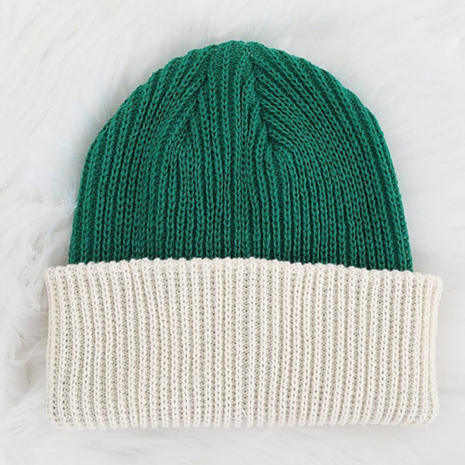 한스모자 투톤 비니 무지 골지 니트모자 편한 롱비니