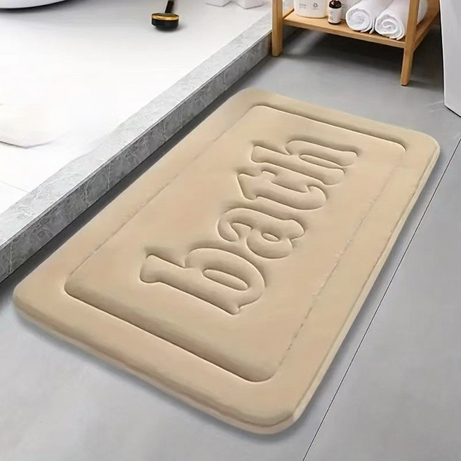 세븐와이즈 양면각 두꺼운 흡수성 미끄럼방지 욕실 매트, 카키, 1개