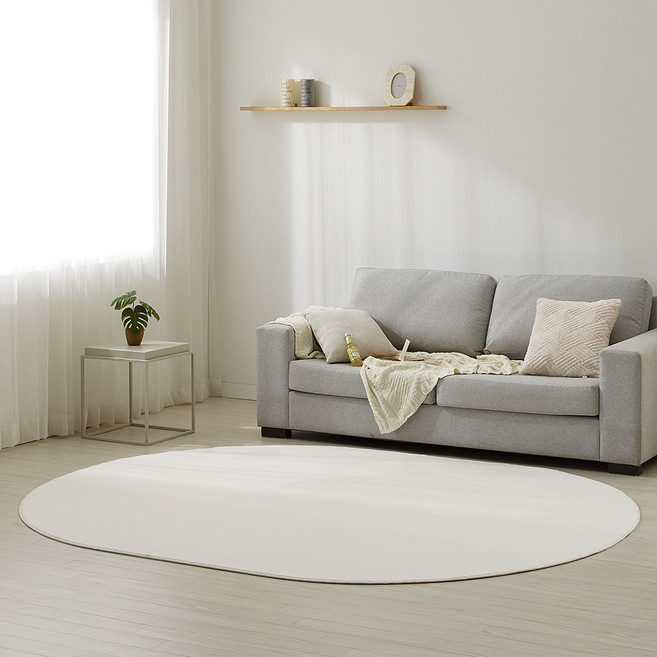 LEREVE 코모아 워셔블 타원형 고중량 인조 밍크 비정형 카페트