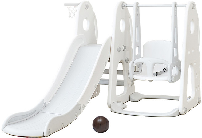 BeneBene 헬로 디노 미끄럼틀 + 그네 세트, 화이트 그레이, 1세트