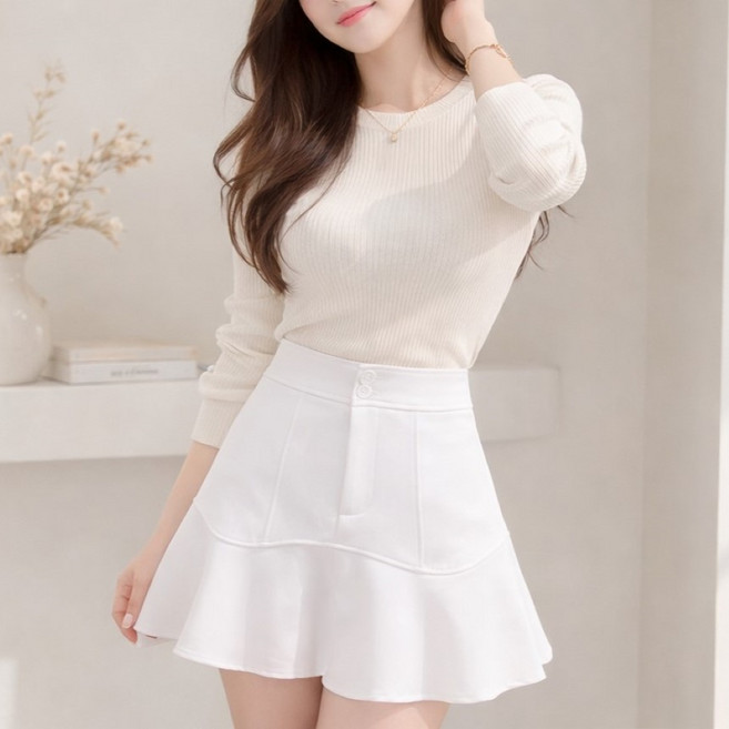 언헤브 여성용 포인트 플레어 미니스커트