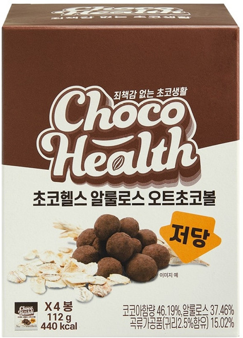 초코헬스 저당 알룰로스 오트초코볼 4개입, 112g, 1개
