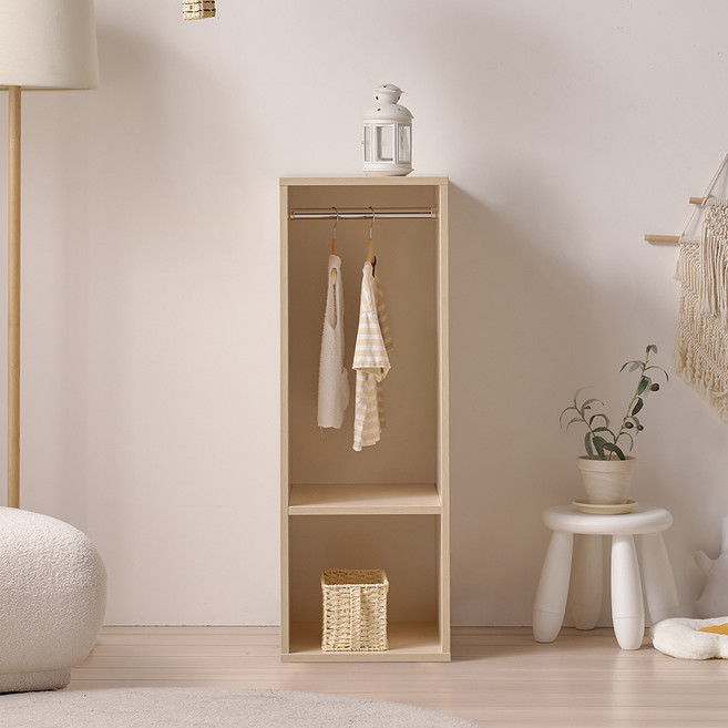 아이든 속깊은 틈새 옷걸이 행거 원목발 미포함 수납장, 내추럴콤비