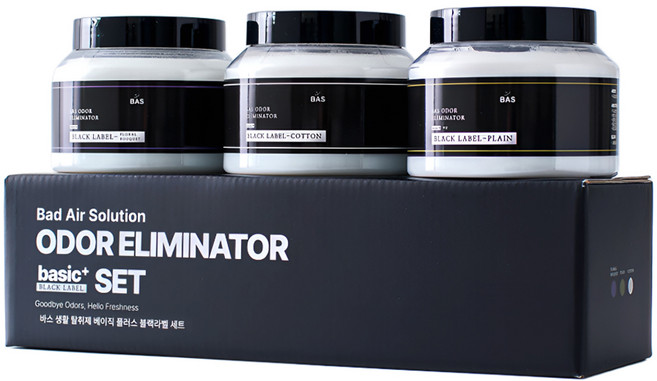 BAS 베이직 플러스 블랙라벨 탈취제 본품 플로랄부케 + 플레인 무향 + 코튼 3종, 350g, 1세트