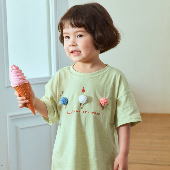 퍼스트블루 아동용 아이스크림 반팔 티셔츠