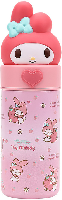 릴팡 페이스팝 이중스텐 입체 텀블러 마이멜로디, 핑크, 1개, 350ml