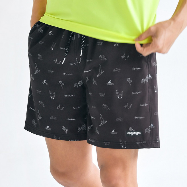 HERRINGBONE apparel 男士海灘褲 AG324, 黑色