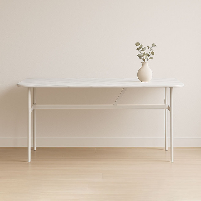 가구느낌 스윗테이블 1400 x 600 x 720 mm, 마블화이트화이트, 6인용