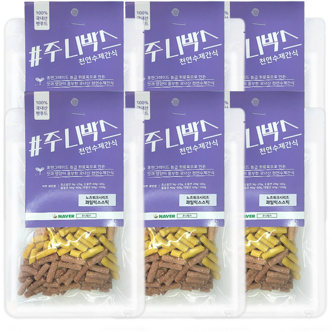 주니박스 강아지 과일믹스스틱 수제간식 100g, 6개, 블루베리 + 복분자 + 단호박 혼합맛