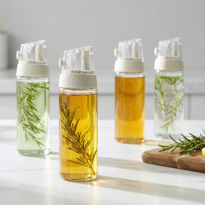 문일케미칼 최신형 실리콘 밀폐 자동개폐 원터치 오일병, 4개, 350ml