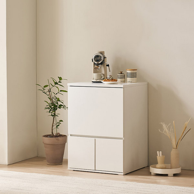 삼익가구 더쿡 도어형 렌지대 주방수납장 600 방문설치, 화이트, 2단