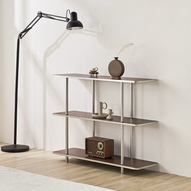 룸앤홈 스탠리 엣지 사각선반, 브라운, 3단