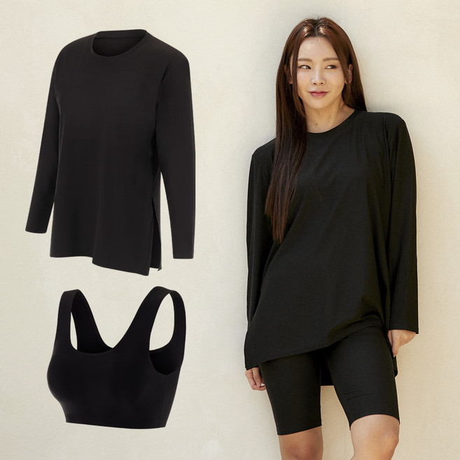 래시플 여성용 멀티플 긴팔 이너 2종 래쉬가드 세트