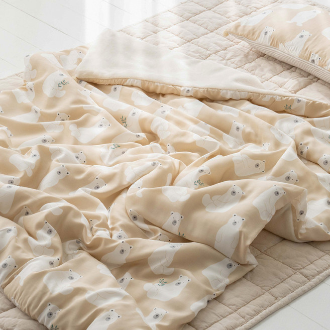 유트러스 유아용 모달 밍크 차렵이불, 베이지곰