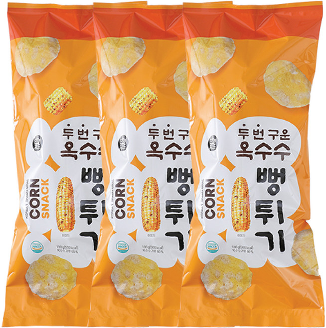 두번 구운 옥수수 뻥튀기, 3개, 130g