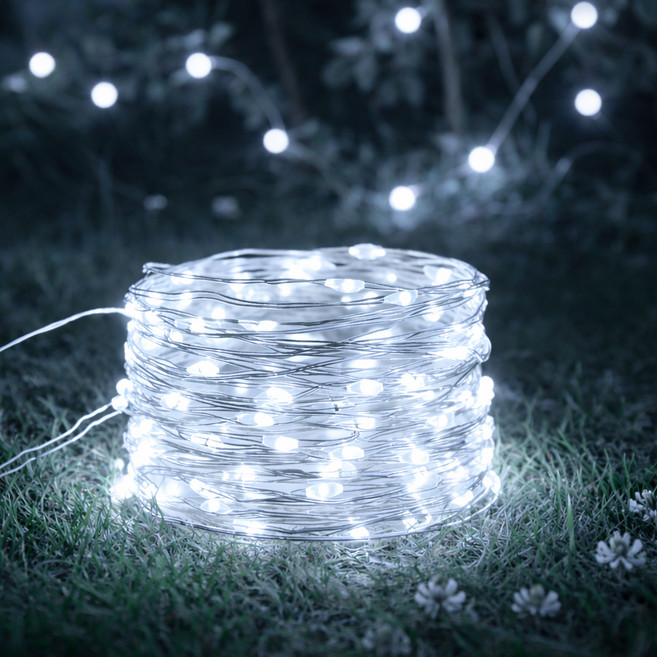 루아즈 LED 야외 정원등 태양광 줄조명 10m, 화이트