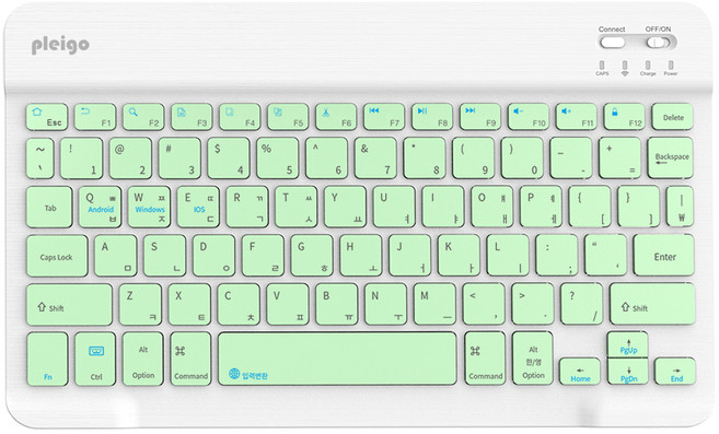PLEIGO 무선 저소음 휴대용 파스텔 슬림 블루투스 키보드, 민트, KB10