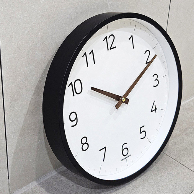 핫클락 310파이 국산 슬림모던 나무바늘 무소음 벽시계 A형, 블랙
