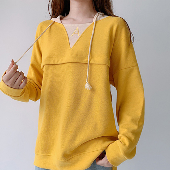 루나글램 임산부 후드 투톤 모유수유 후드티 CHS167