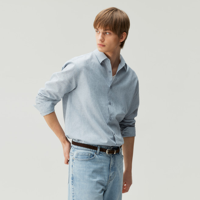 마인드브릿지 남녀공용 세미오버핏 셔츠 MZWS31A3