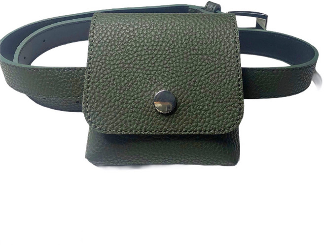 가죽 벨트형 골프파우치 힙색, 카키, 1개