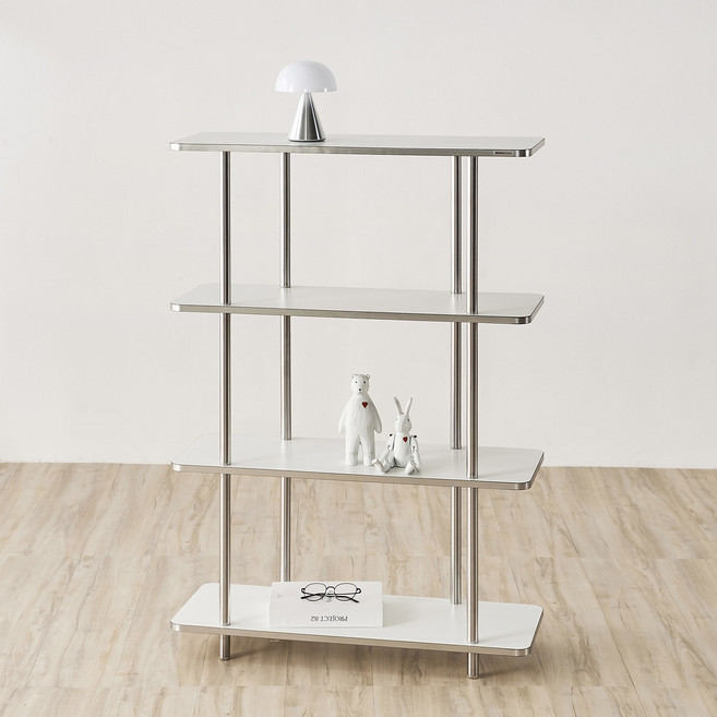 룸앤홈 스탠리 엣지 사각선반, 화이트, 4단