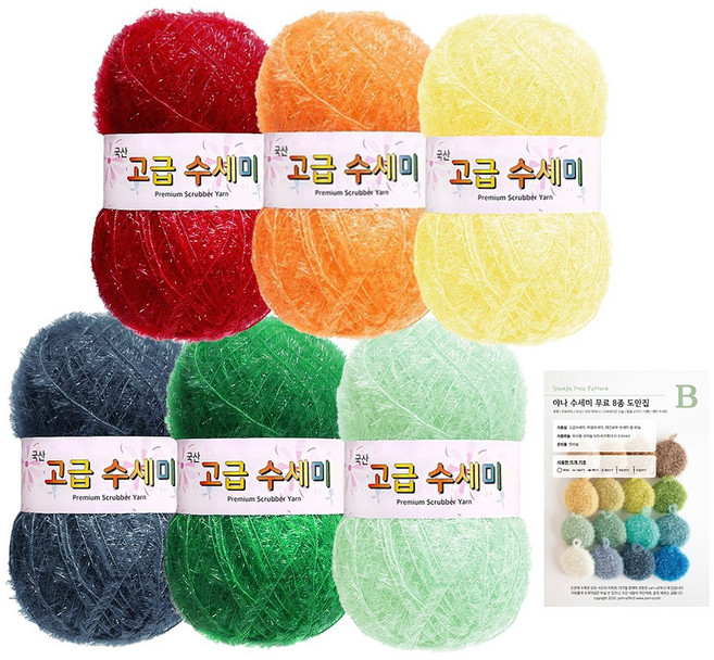 yarna 고흐 수세미 80g x 6p + 도안 B 명화컨셉 세트, 1세트, 6 꽃 피는 정원