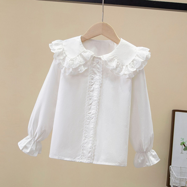 Iyumong 女童 Tricool 荷葉邊蕾絲襯衫