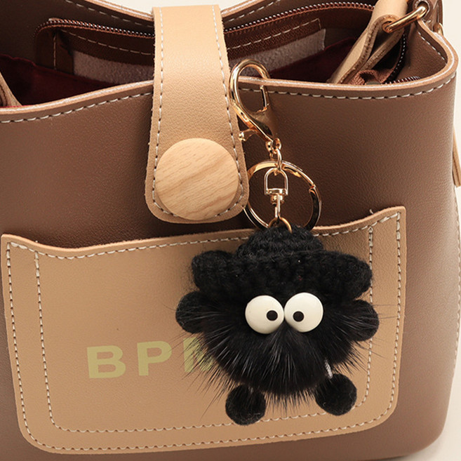 다다랜드 먼지뭉치 인형 키링, 6cm, 블랙, 1개