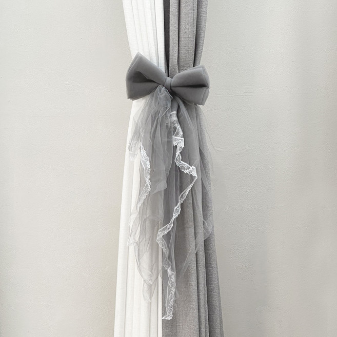 더원홈데코 레이스 리본 커튼 타이백 20 x 60 cm, 1개, 그레이