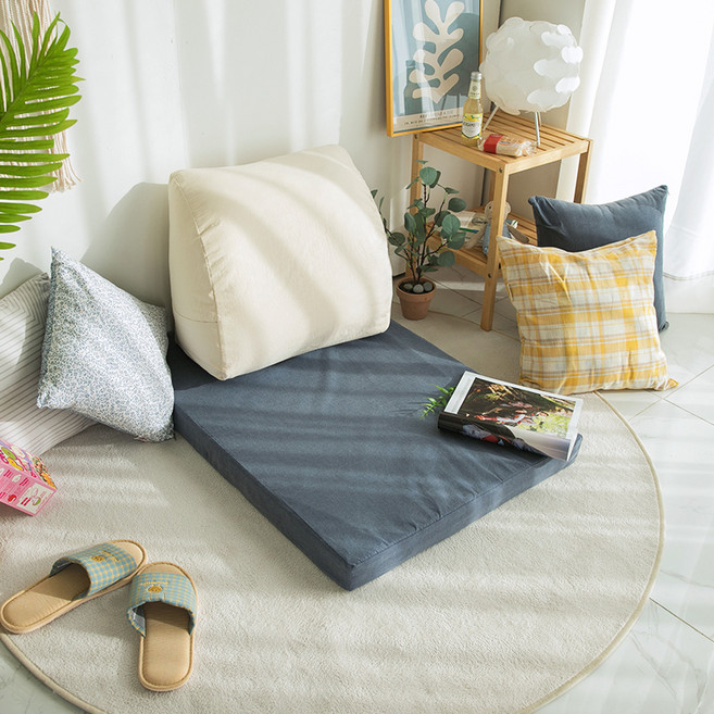 뜨란채 탄탄한 메모리폼 절 좌식 108배 기도 방석 대형, 순면워싱네이비